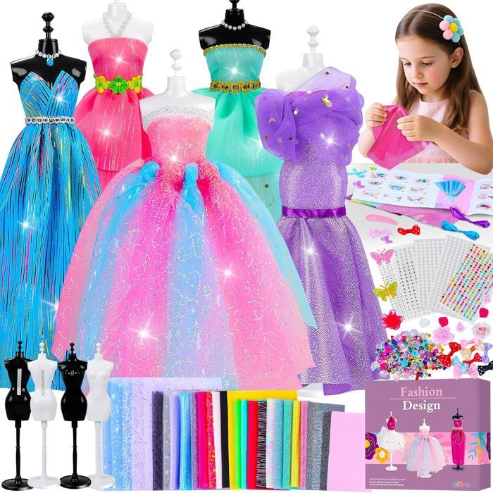 Coffret Créatif Couture et Mode pour Filles 8-12 Ans - Kit de Design Fashion 800+ Pièces Accessoires Jouet DIY Loisirs Créatifs