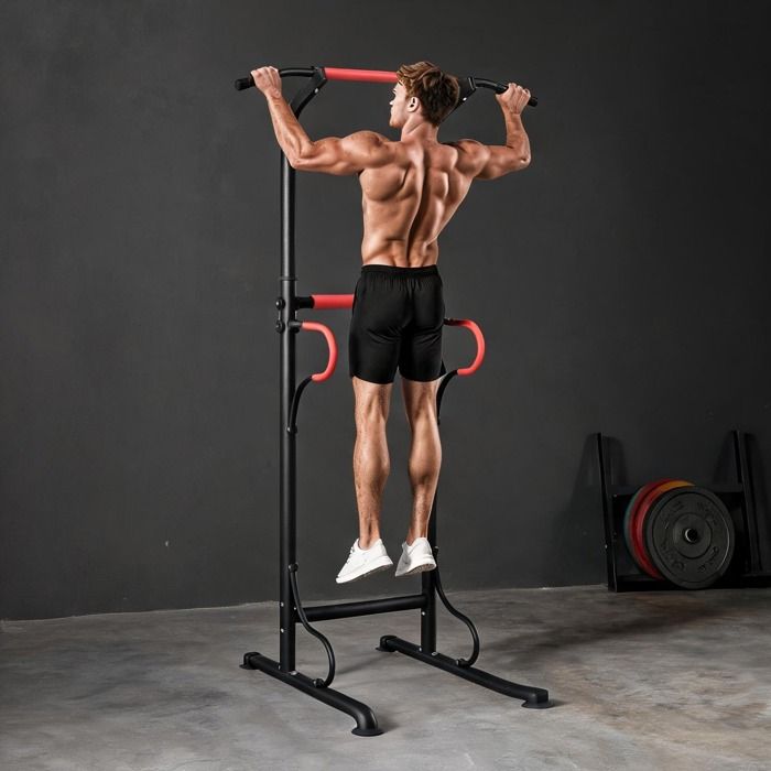 Nooir and Rouge Squat Racks with Pull-Up Door 98 x 84 x 219 cm relevé de jambes - Nooir Rouge Acier 98 x 84 x 219 cm Ref NWDWT5