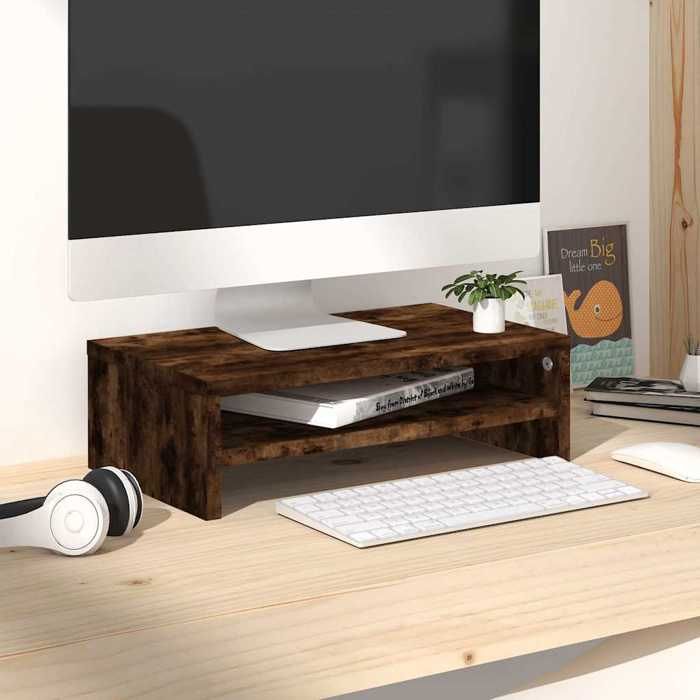 Support de moniteur Chêne fumé 42x24x13 cm Bois dingénierie[1602]
