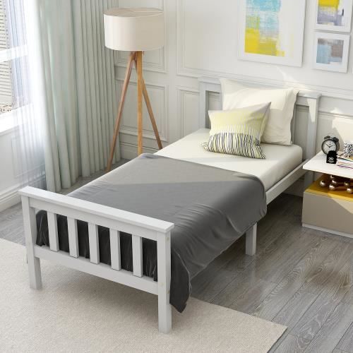 lit en bois avec sommier à lattes - 90 x 200 cm - blanc