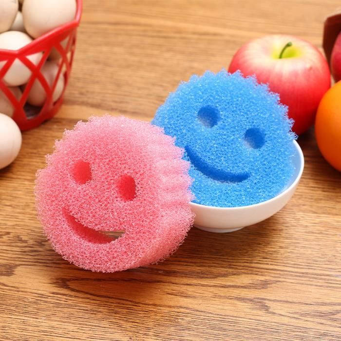 Color Eponge Smiley Anti-Rayures, Eponge Vaisselle Lavable Antibactérienne  et Réutilisable