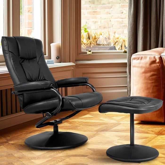 LESS Chaise de relaxation avec repose-pied Noir Velours A3097815 A3