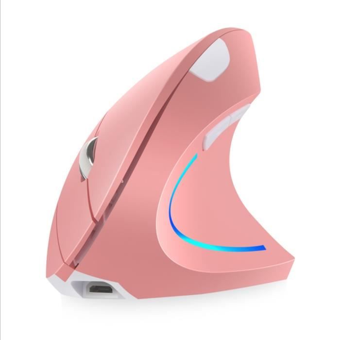 Souris Verticale Sans Fil Souris Sans Fil Verticale pour Ordinateur PortableSouris Sans Fil à 6 Touches Souris Sans Fil (Rose)