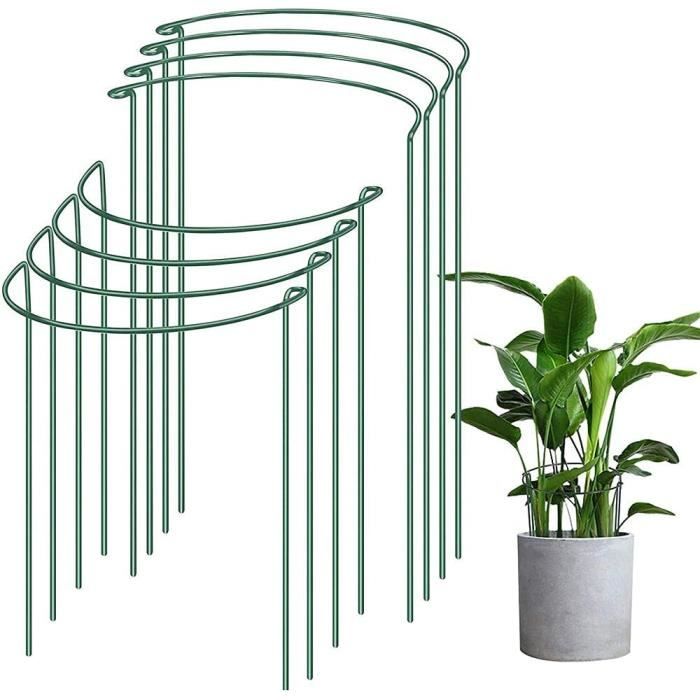 Lot De 6 Demi-Cercles Supports Plantes Réglables 25x80 Cm – Tuteurs Métal Vert Pour Pivoines, Hortensias, Roses – Jardin & Potager