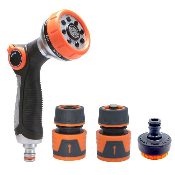 Pistolet Arrosage 8 Modes - Pour Jardin, Lavage Voiture, Nettoyage - Poignée Ergonomique Anti-fuite