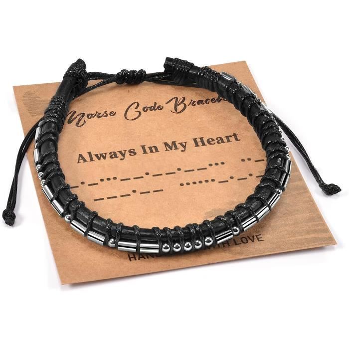 Bracelet En Cuir Pour Fils - Cadeau Anniversaire, Gravure "T'Aime Pour Toujours" - Ajustable