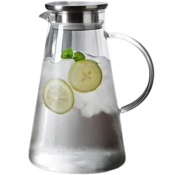Carafe à Eau En Verre 1 Litre OMAGO - Avec Couvercle, Idéale Pour Limonade, Jus, Thé Glacé, Déco De Table
