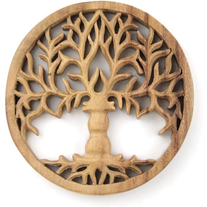 XSHAO 20 Pcs Fleur De Vie Et Arbre De Vie En Bois - Dessous De Verre 10x10cm Pour Méditation Et Décoration