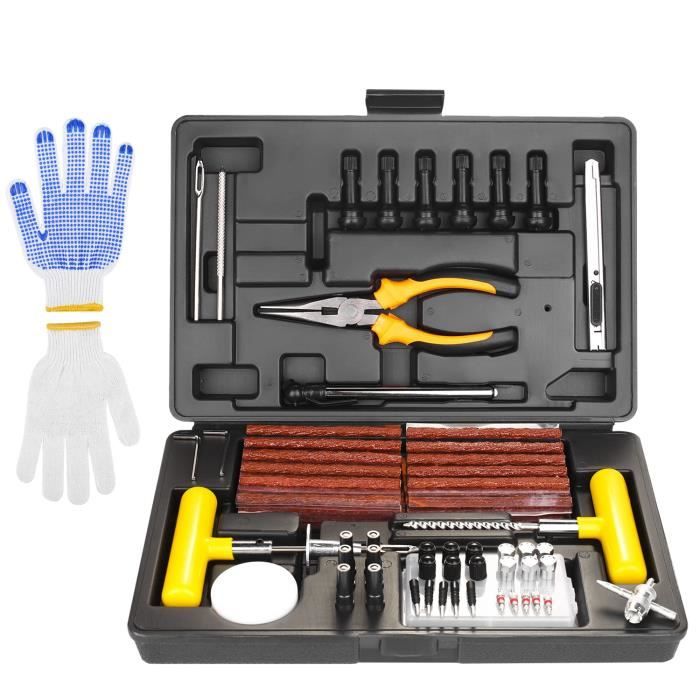 Kit De Réparation Pneu Avec Grattoir Et Meule En Acier Tungstène - Pour Voiture, Moto, Vélo - 8