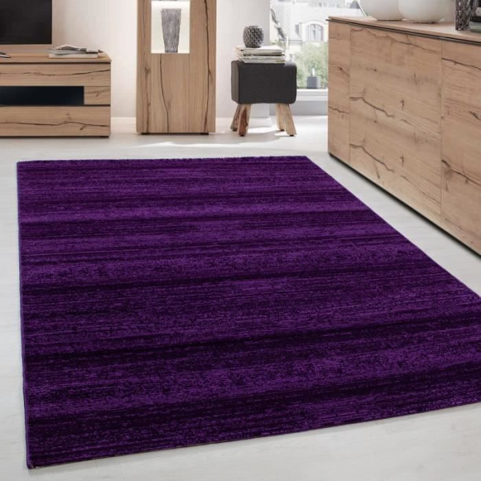 tapis de salon ou jeunesse moderne designe courte pile violet 200x290 cm achat vente tapis cdiscount