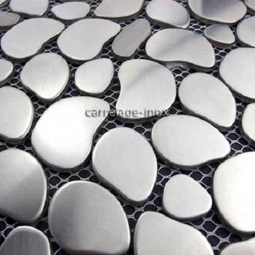 Plaque Mosaique Inox Credence Cuisine Inox Sol Douche Galet