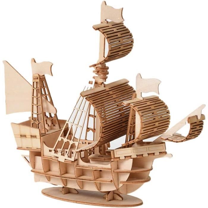 ABOOFAN - Voilier Décoratif En Bois Style Méditerranéen, Modèle Bateau Pour Gâteau Et Décoration Intérieure (13,5x10x3,5 Cm)