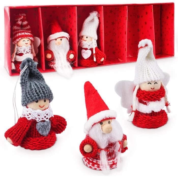 Lutins de Noël, Lutins Tricotés pour Arbre de Noël, 6 Pièces Figurines