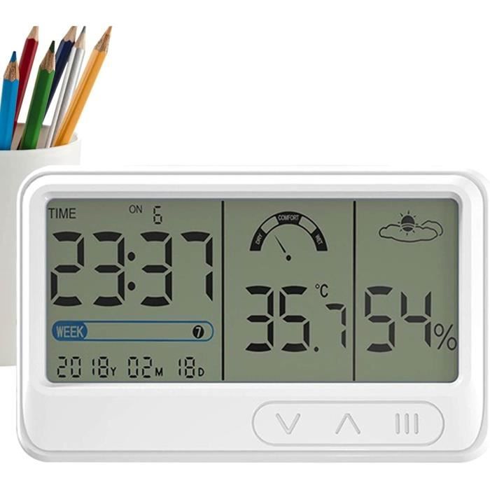 Thermomètre Hygromètre Numérique LCD - Capteur Température Humidité - Mini Taille 4,4 Cm - Pour Chambre, Bureau - Blanc