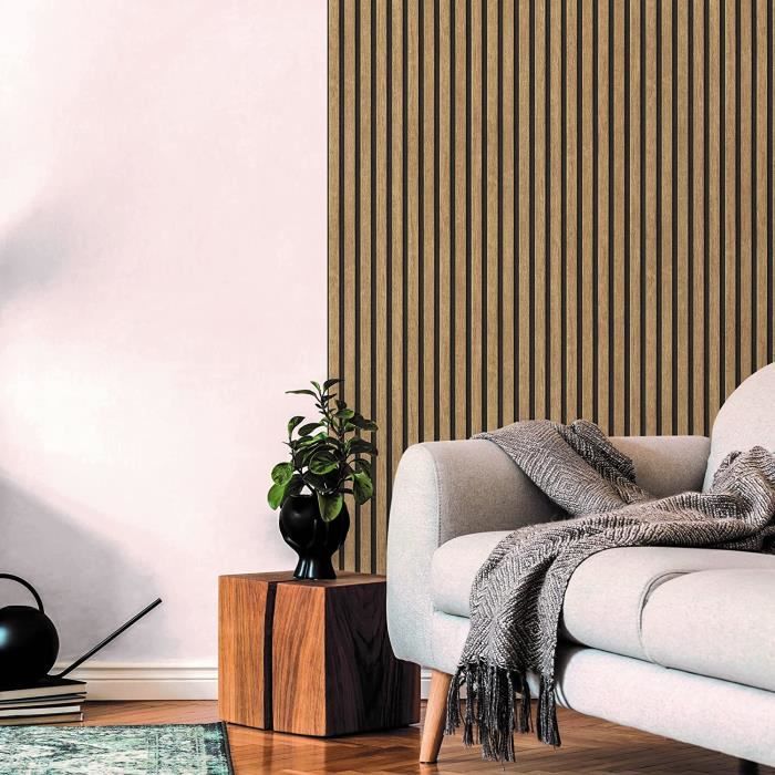 Papier peint effet lambris bois beige