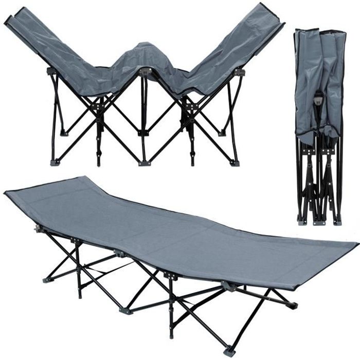 Lit de camp pliable de AMANKA | portable avec sac incl | idéal pour faire du camping voyager se bronzer | structure en acier 190x...