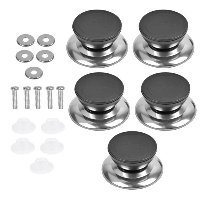 5Pcs Poignée Bouton Rechange de Couvercle de Casserole, Boutons de Ustensiles de Cuisine avec Vis