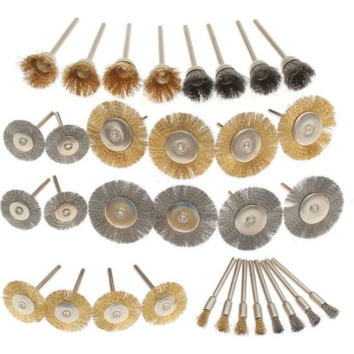 5 x 3 mm tige Polissage Laiton Fil Brosses Coupe Rotative Nettoyage Outil Dremel