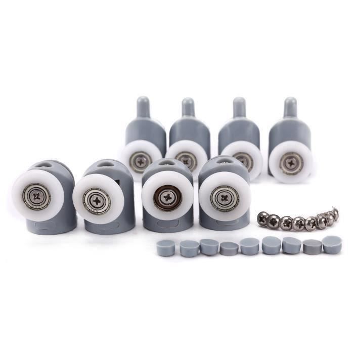 Roulettes De Porte De Douche Lance Home - 8 Galets Ajustables Double Rouleau Pour Porte Coulissante - 19mm
