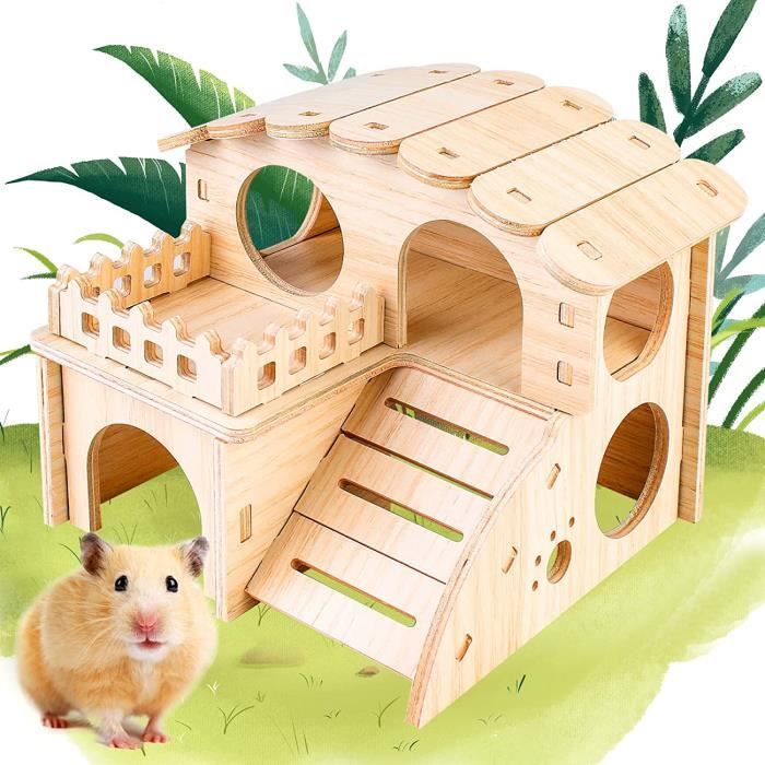 LOVIVER Maison Pour Hamster En Bois Cachette Abri Jouet