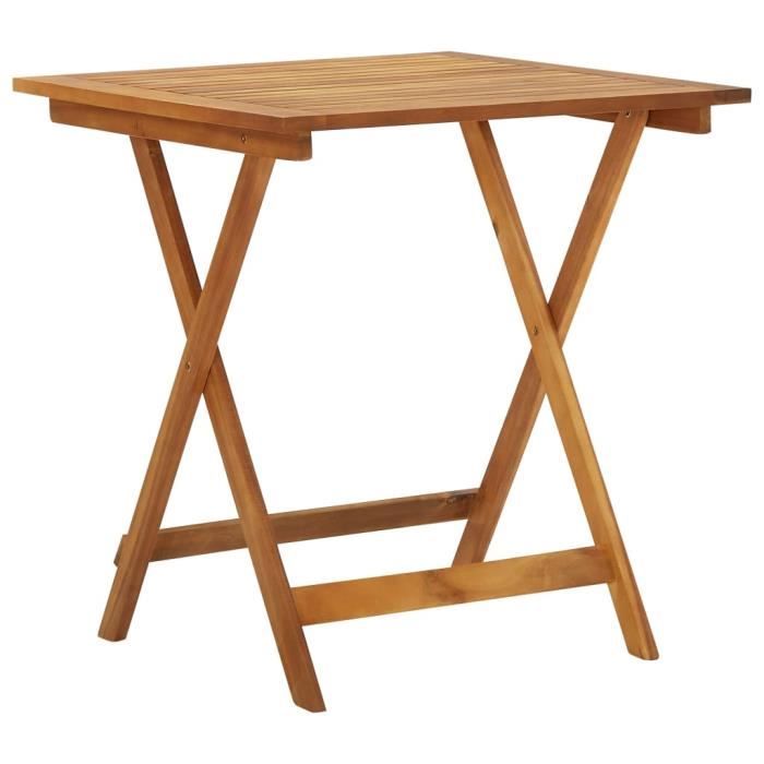 Ensemble table à manger de 2 à 4 personnes + 2 chaises pliable Décor - Meuble de jardin Bois dacacia solide