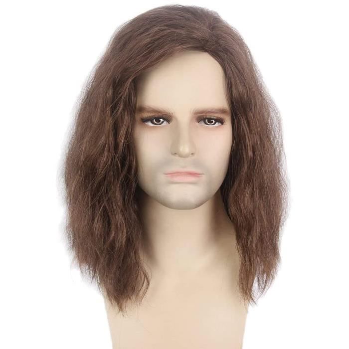 STfantasy Perruque Homme Brun Ondul Naturelle Perruques mi long