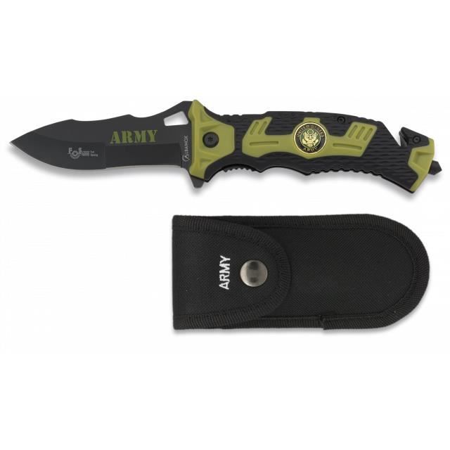 Couteau Assiste Martinez Albainox Armee De Terre Avec Systeme D Ouverture Fos Mango Caoutchouc Abs Lame En Acier Inoxydable De Prix Pas Cher Cdiscount