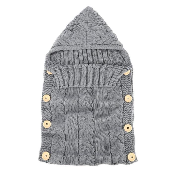Sac de couchage en tricot à capuche pour nouveau-né Chaud et