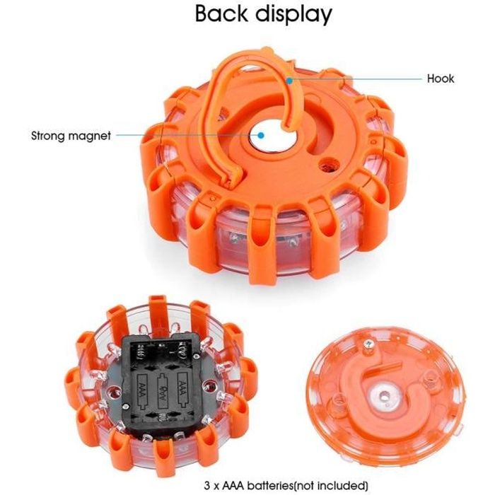 Lampe d'avertissement, magnétique 15 LED Sécurité routière Clignotant d'urgence Lampe d'avertissement Sécurité routière