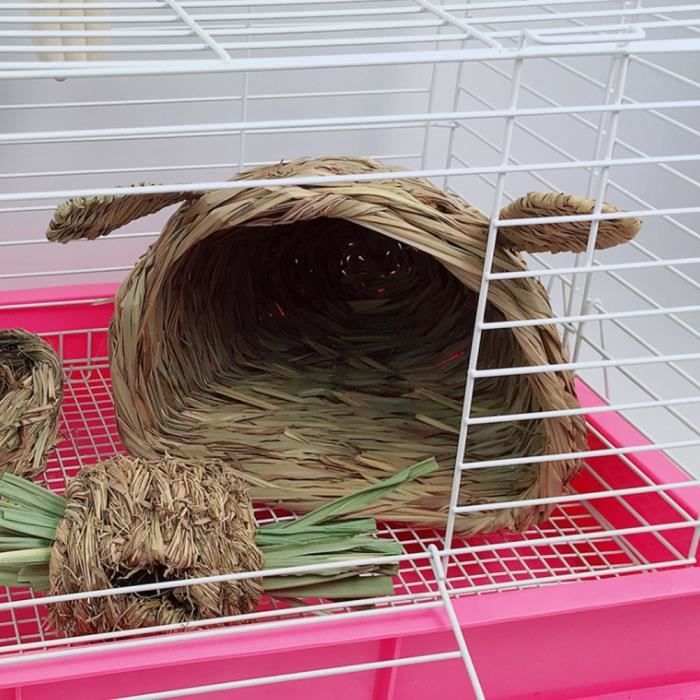 Comparer les prix de YOSOO Nid pour animaux Nid d'herbe de paille en Forme de Lapin Maison Chaude pour Animaux de Compagnie