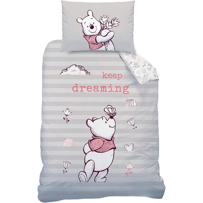Winnie L Ourson Parure De Lit Pour Bebe Fille Winnie L Ourson 2 Taie D Oreiller 1 Housse De Couette 0x0cm 166 Cdiscount Maison