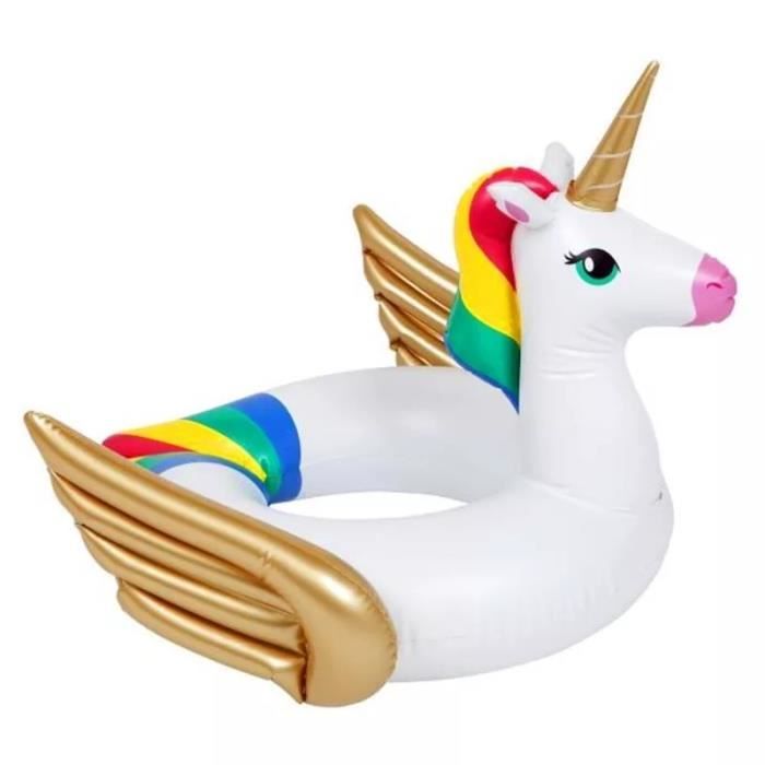 Bouée Licorne Pailletée – 70 Cm, PVC Double épaisseur – Gonflable, Légère – Pour Adulte Et Enfant – Plage, Piscine, été