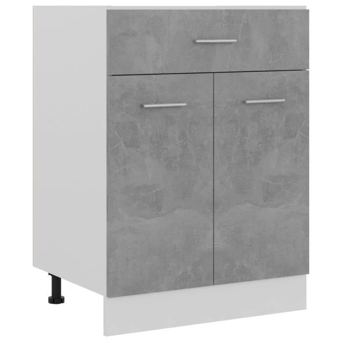 Armoire de cuisine - KEL - A801232 - Gris béton - 60x46x815 cm - 2 portes 1 tiroir