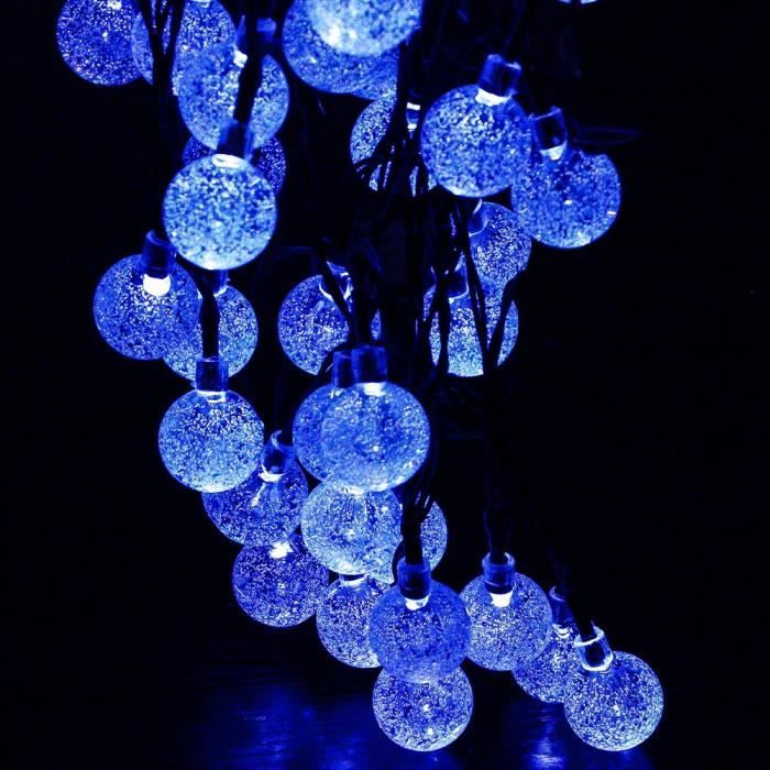 lampadaire extérieur,guirlandes lumineuses solaires, boule de cristal, lampe de décoration extérieure led - blue-2.5cm-50led 7m