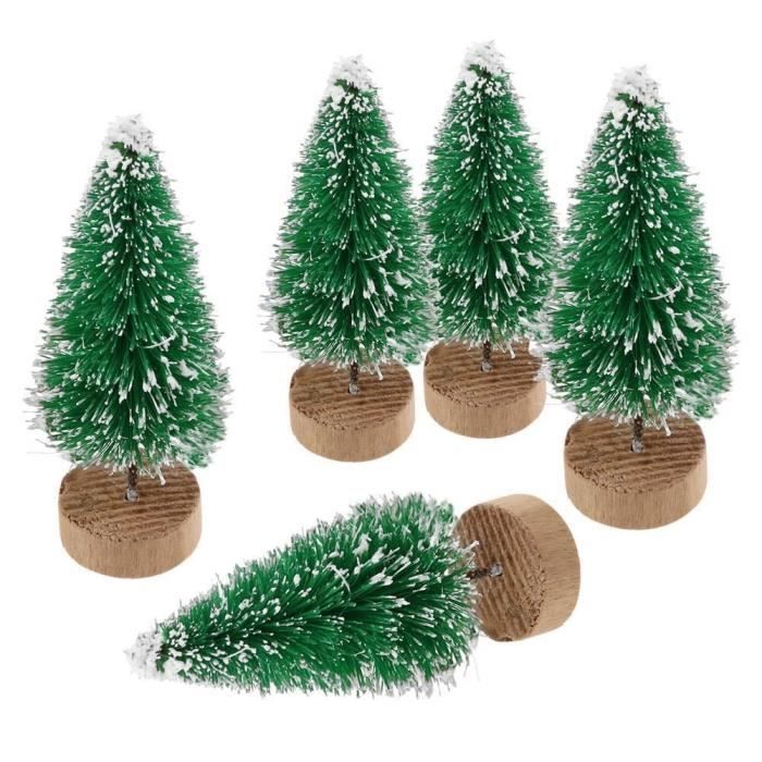 Lot de 10 Sapin de Noel Artificiel Mini Arbre de Noël Miniature Decoration Table Intérieur (Vert 