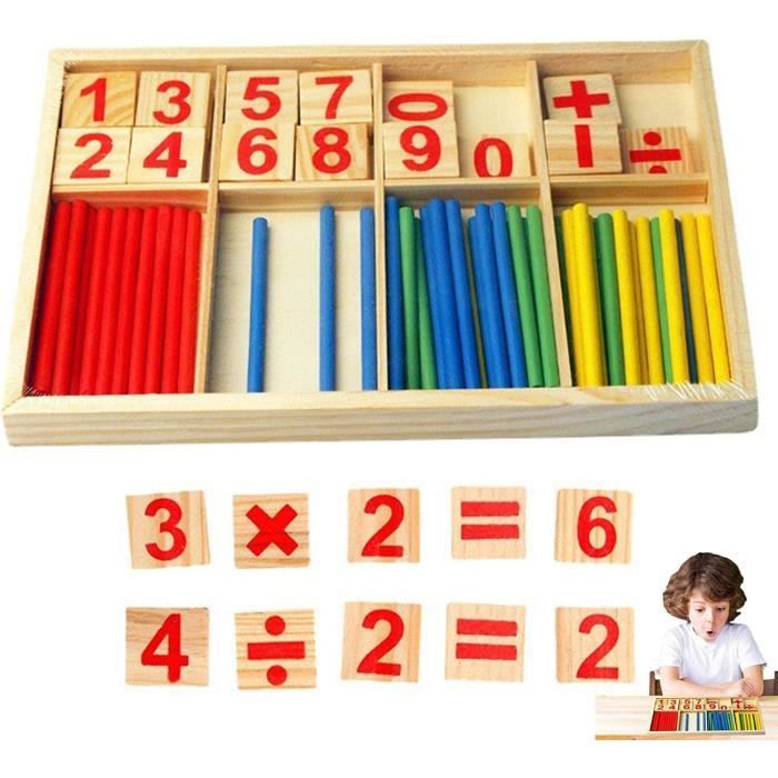 Jeu Éducatif Montessori En Bois - Bâtons De Comptage Et Chiffres Pour Enfants 3 Ans Et Plus