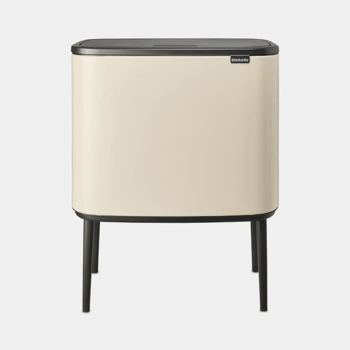 Poubelle De Cuisine Brabantia Bo Touch 30L - Ouverture Soft-touch - Compacte, Beige - Avec Sacs PerfectFit Inclus