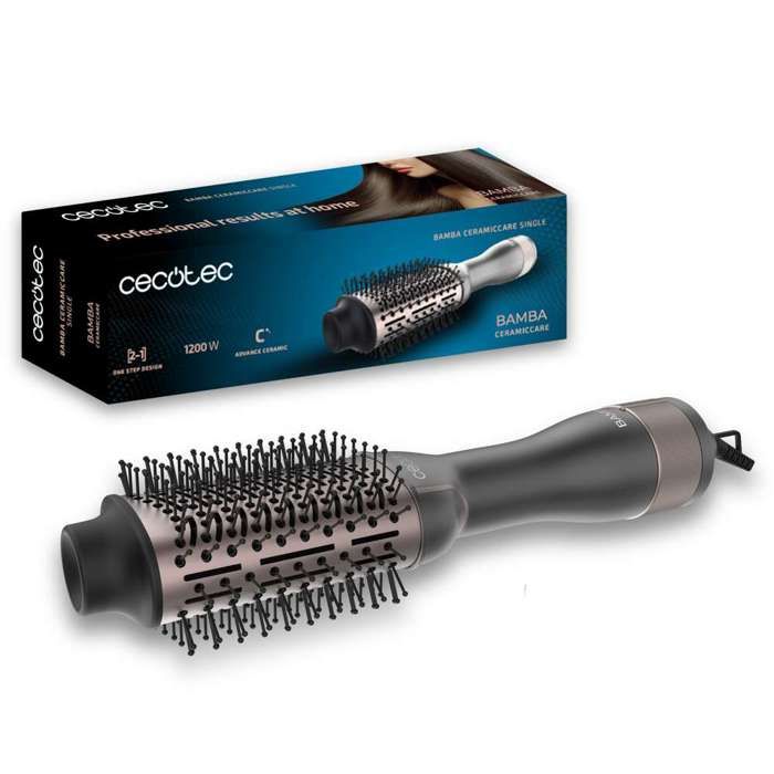 Cecotec Brosse à Air Bamba CeramicCare Single. 1200 W Design One Step 2 en 1 Glissement ultra-doux 3 Températures