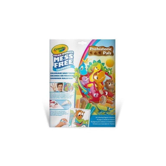 Set de coloriage CRAYOLA Color Wonder Prehistoric Pals Livre + 4 feutres Dès