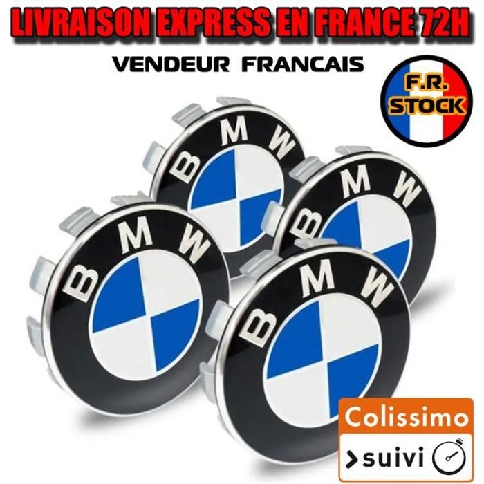 4x Cache Moyeu Jante Centre De Roue enjoliveur BMW 68mm bleu et blanc Neuf