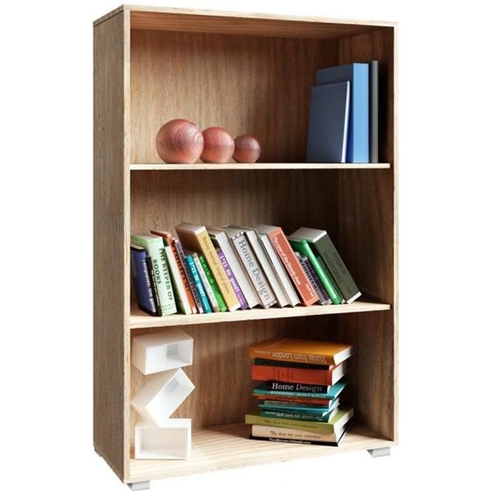 Étagère bibliothèque chêne 115 x 60 x 28 cm Meuble de rangement VELA 3 compartiments pour salon bureau chambre Étagère bibliothèque chêne 115 x 60 x 28 cm Meuble de rangement VELA 3 compartiments pour salon bureau chambre
