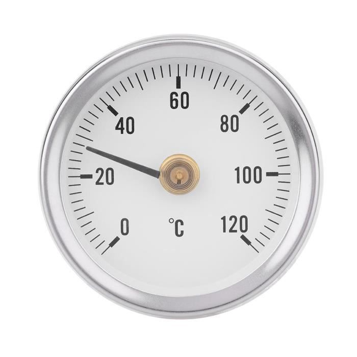 Dilwe thermomètre à tuyau 63mm étanche à la poussière IP55 0-120 °  bimétallique température ressort thermomètre surface de - Cdiscount  Bricolage