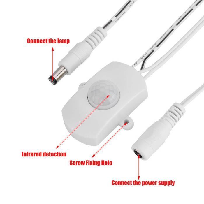 Interrupteur Capteur De Mouvement Infrarouge 5V-24V - Détection Corps Humain Pour Bandes LED, Lumière Placard, Armoire - Coque Aluminium - 5