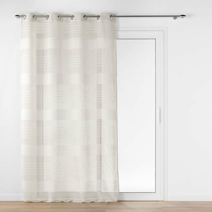 Rideau Voilage à Œillets Hoops 140x240cm Gris - Maison Rideau Voilage à Œillets Hoops 140x240cm Gris - Maison