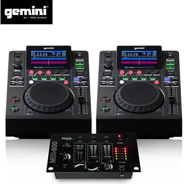 Double Platines Lecteurs LCD Gemini MDJ-500 Pro USB MP3 Media Player Mode MIDI + Table de Mixage