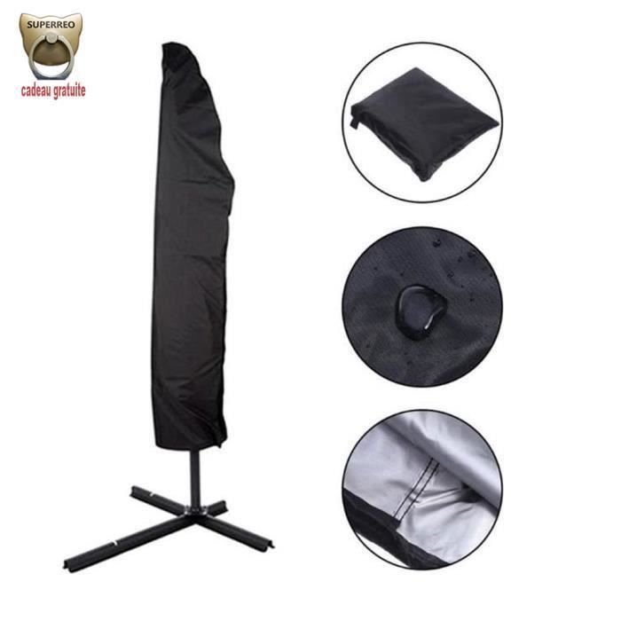 Housse Protection Parasol Déporté Ciberate 265 Cm - Imperméable Oxford 420D Noir Avec Tige
