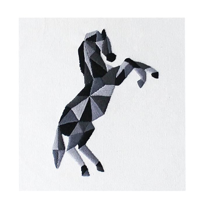 Broderie Adulte Toile Imprimée 11ct Kit Broderie Point De Croix Cheval De Plage - 40x50cm - Pour Débutants - Tissu Imprimé 11CT Fil Coton Qualité