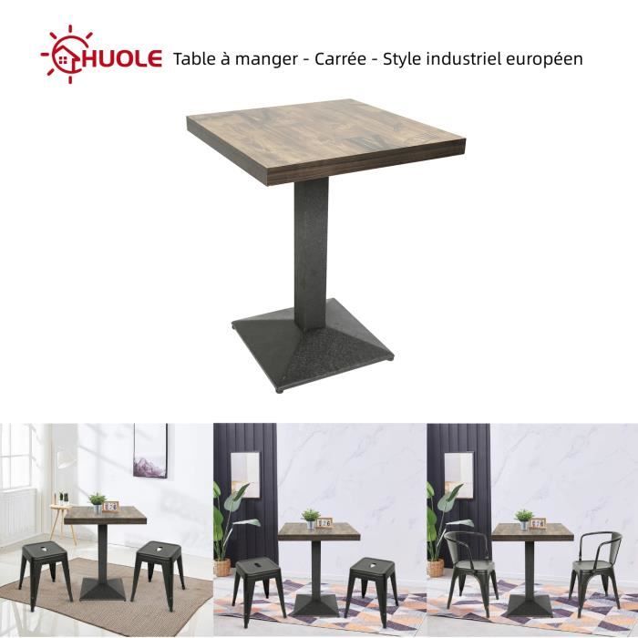 Table de bar style industriel avec ses 2 tabourets Jostin Bois et Métal Noir - T