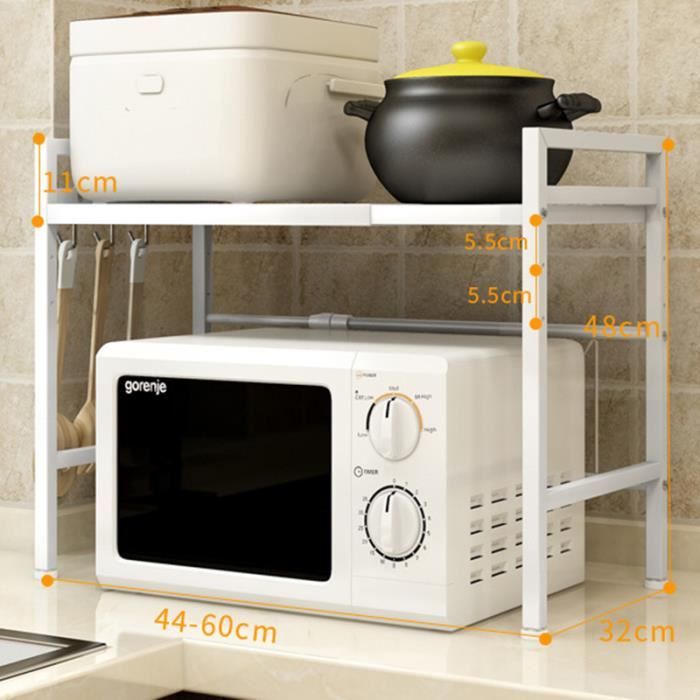 Etagère de cuisine pour Micro Ondes – Réglable 40-63CM Étagère de rangement  pour cuiseur à riz domestique - Blanc - Cdiscount Electroménager