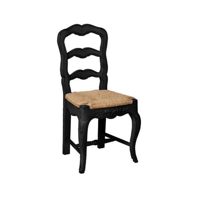 Lot de 2 chaises paillée pieds - Bois - Noir - Interiors Lot de 2 chaises paillée pieds - Bois - Noir - Interiors